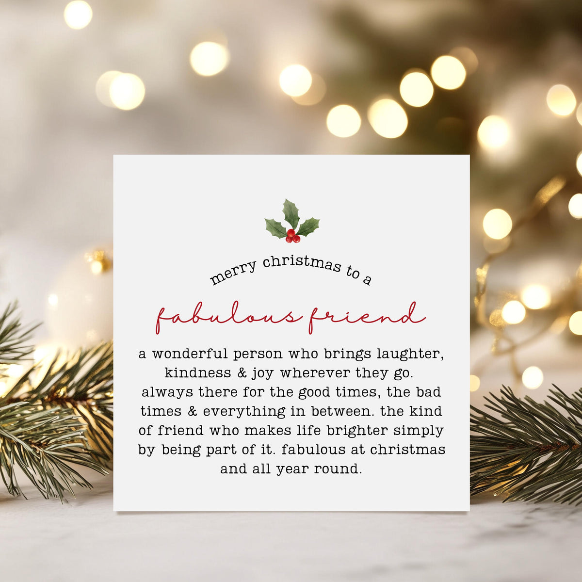 Fabulous Friend Christmas Card