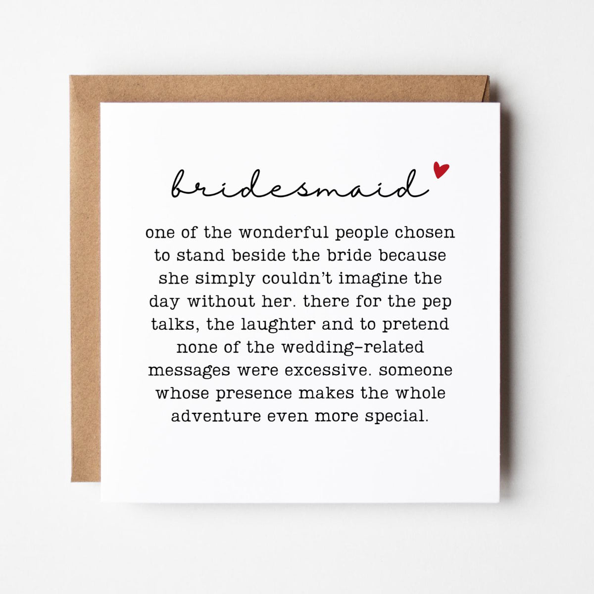 Bridesmaid Wedding Card
