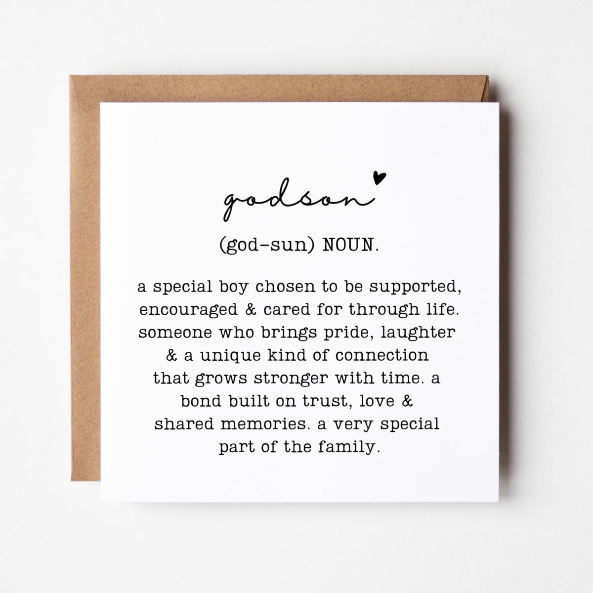 Godson Definition Greeting Card, Birthday Gift for Godson, Family Relation Present, Thoughtful, Special, Minimal, Free Delivery