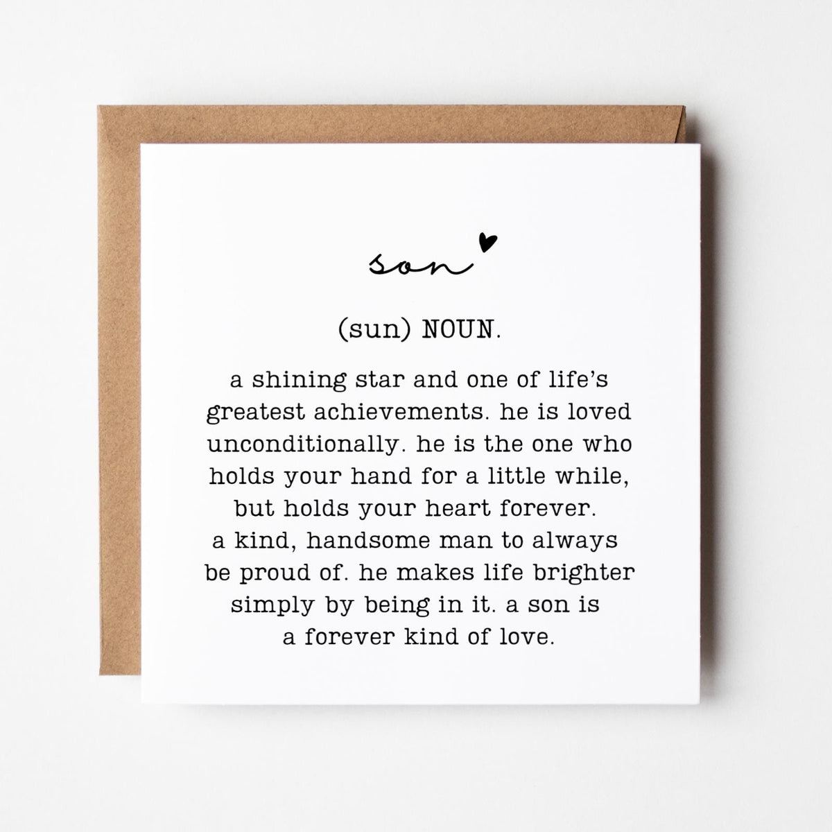 Son Definition Greeting Card, Birthday Gift for Son, Family Relation Present, Thoughtful, Special, Minimal, Free Delivery