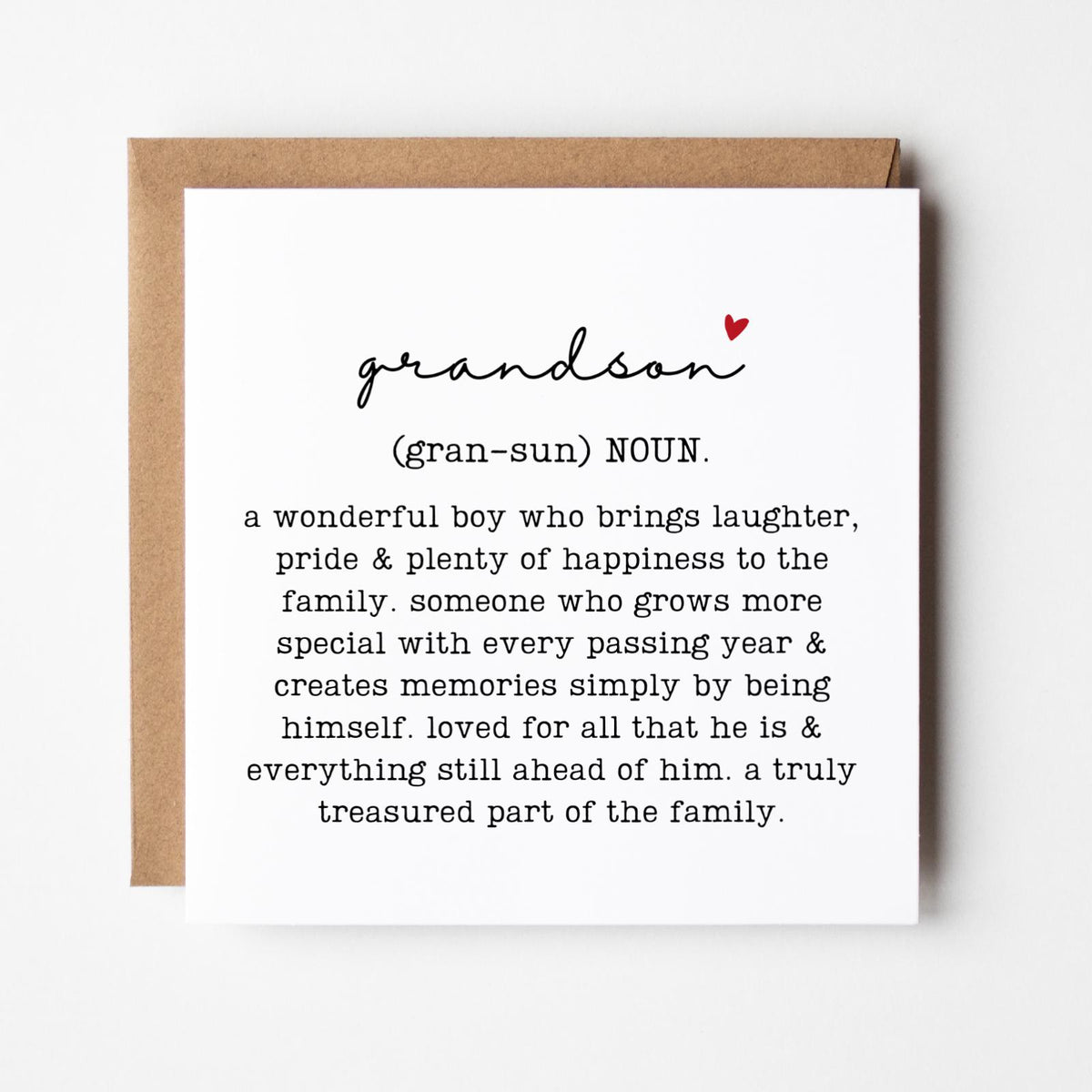 Grandson Definition Greeting Card, Birthday Gift for Grandson, Family Relation Present, Thoughtful, Special, Minimal, Free Delivery