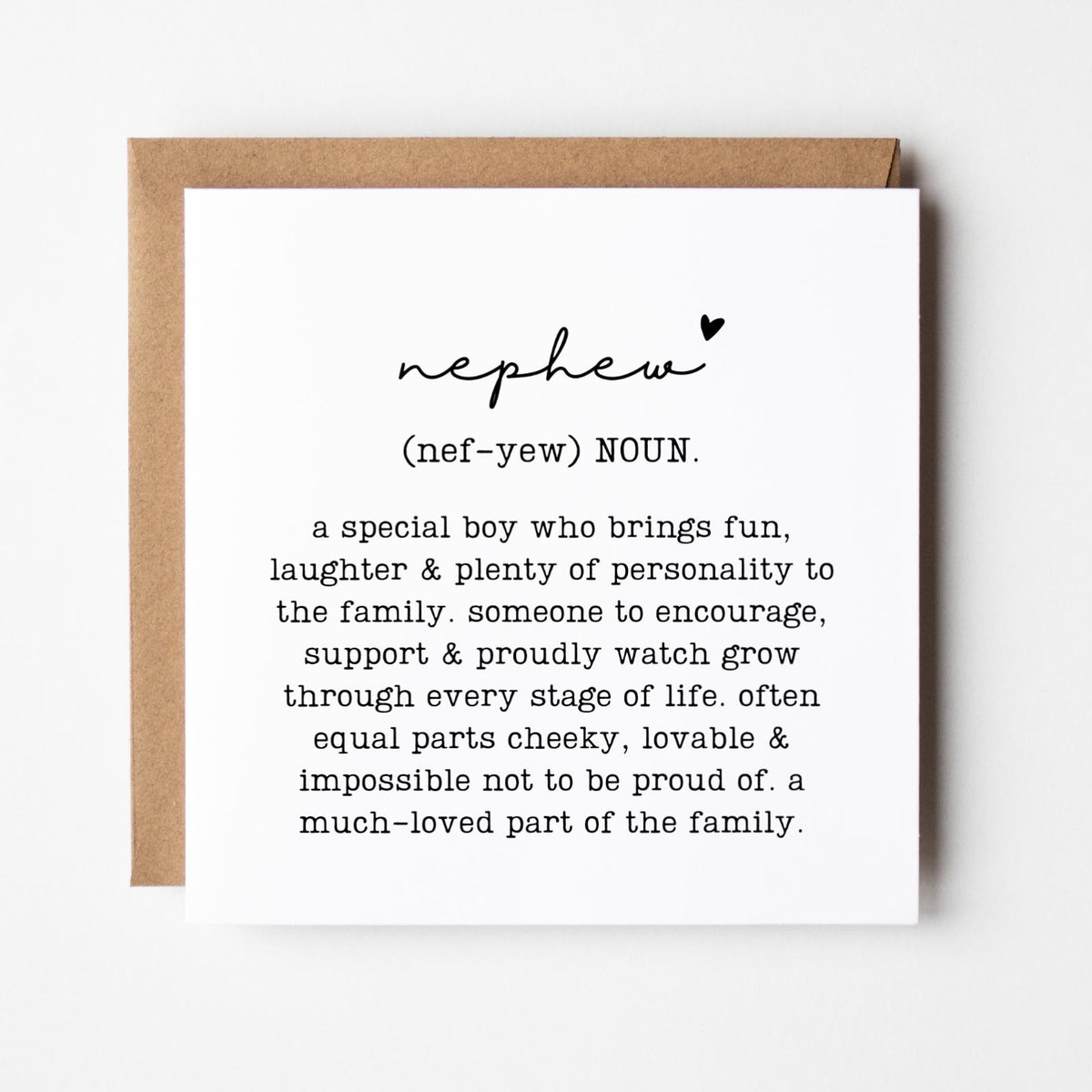 Nephew Definition Greeting Card, Birthday Gift for Nephew, Family Relation Present, Thoughtful, Special, Minimal, Free Delivery