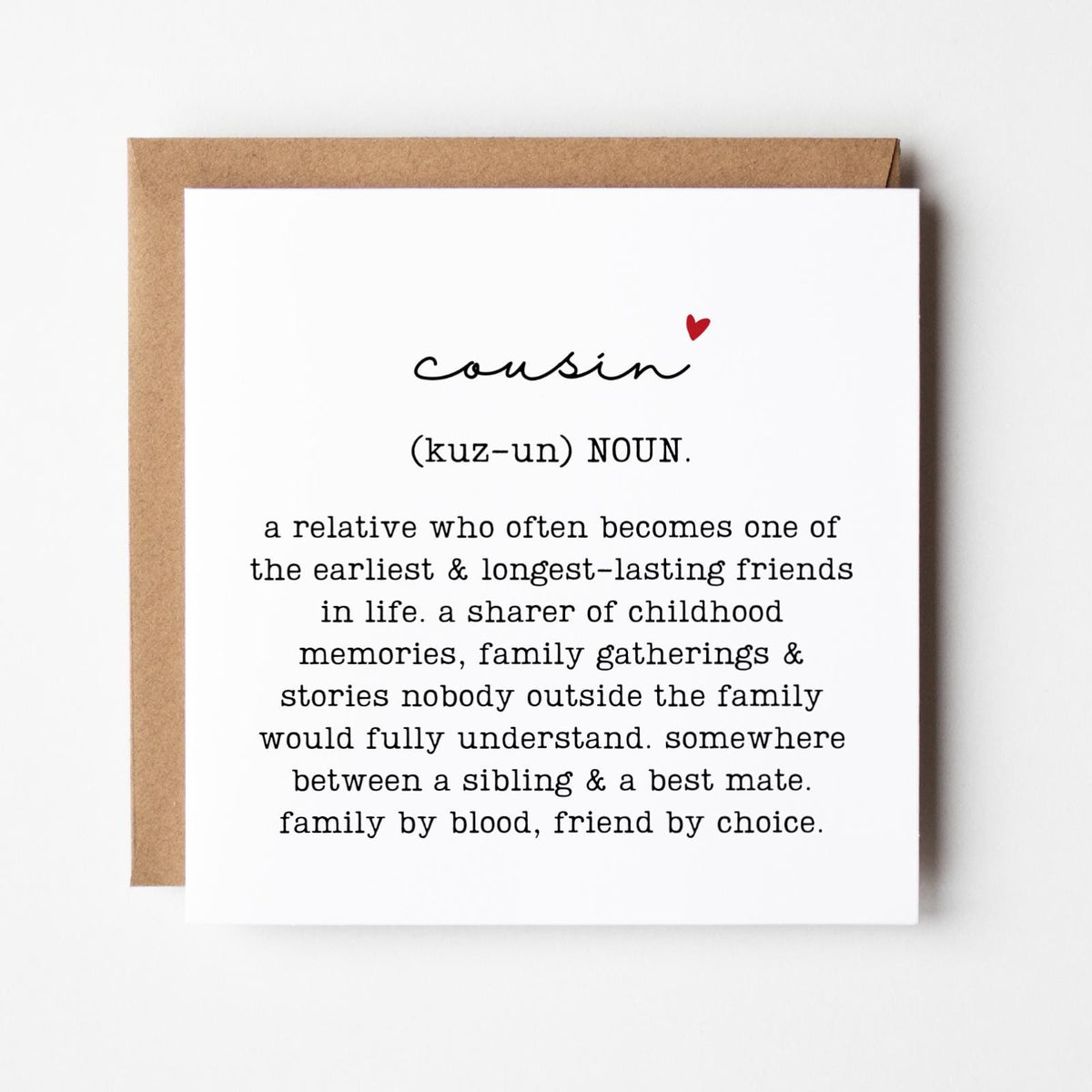 Cousin Definition Greeting Card, Birthday Gift for Cousin, Family Relation Present, Thoughtful, Minimalistic, Heartfelt, Free Delivery