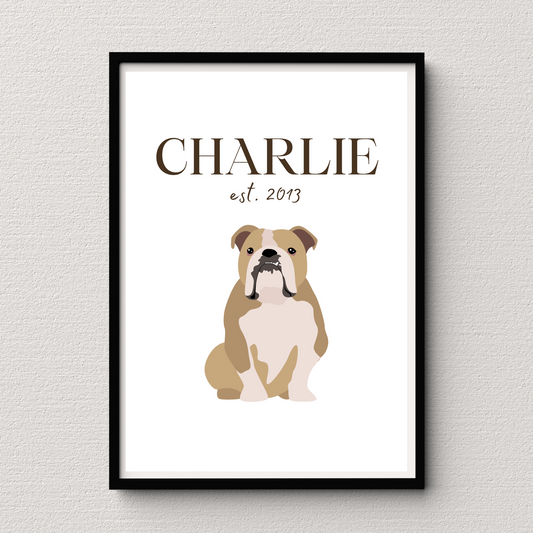 Personalised Bulldog Pet Print