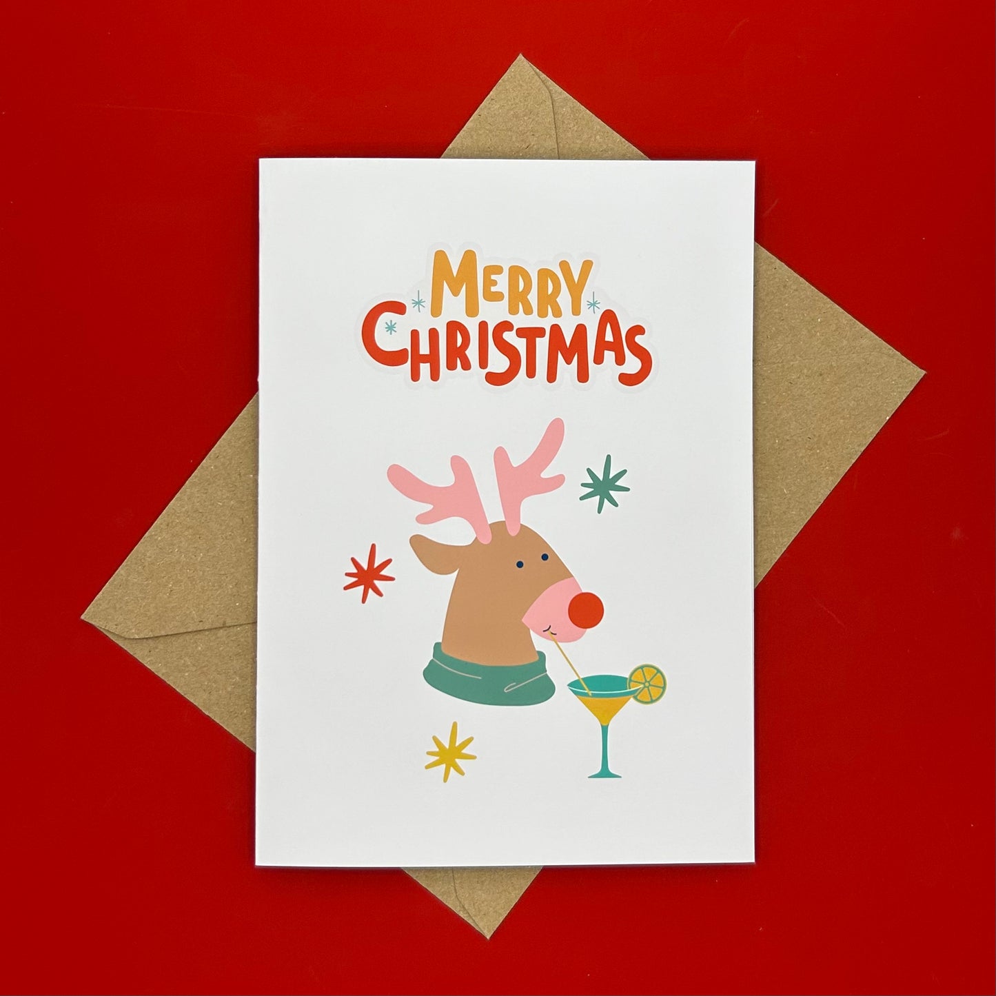 Drunken Reindeer Christmas Card