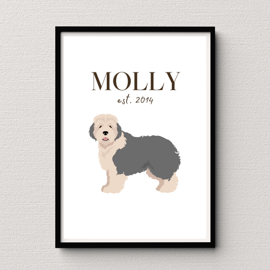 Personalised Old English Sheepdog Pet Print