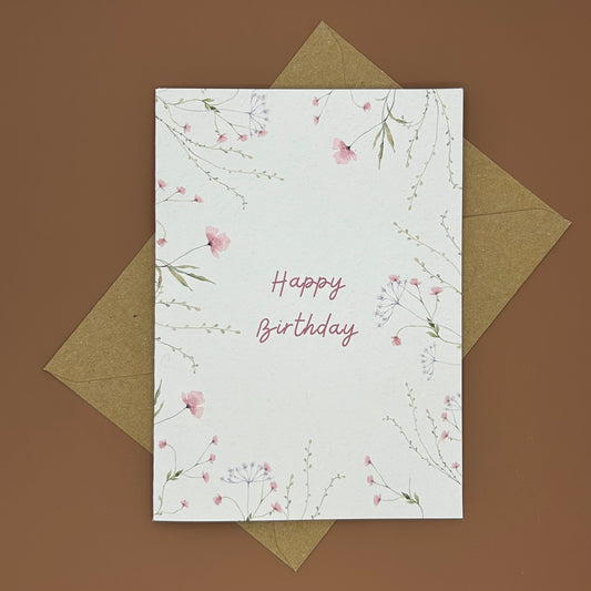 Floral Happy Birthday Greeting Card