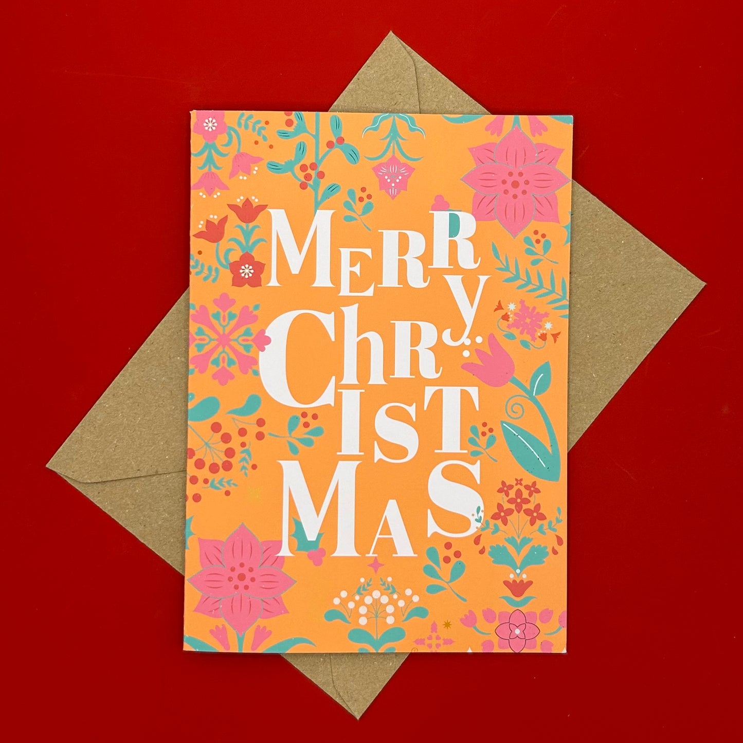 Orange Merry Christmas Card