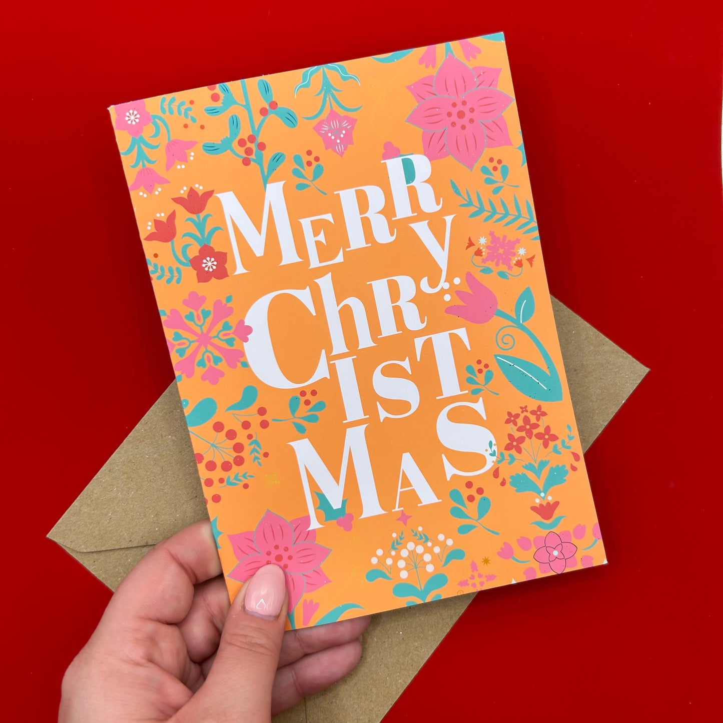 Orange Merry Christmas Card