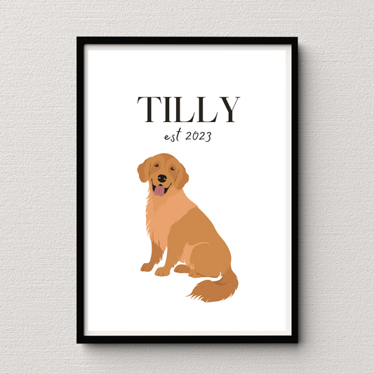 Personalised Golden Retriever Pet Print