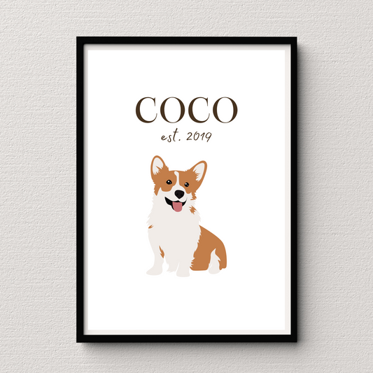 Personalised Corgi Pet Print