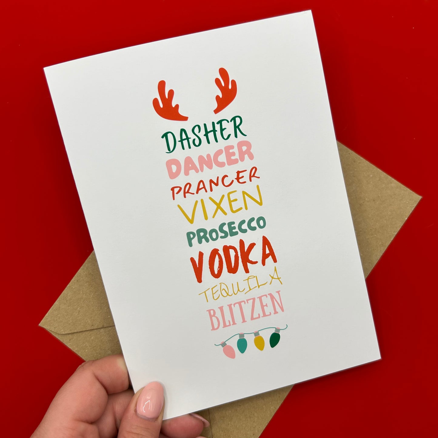 Reindeer Names Christmas Card