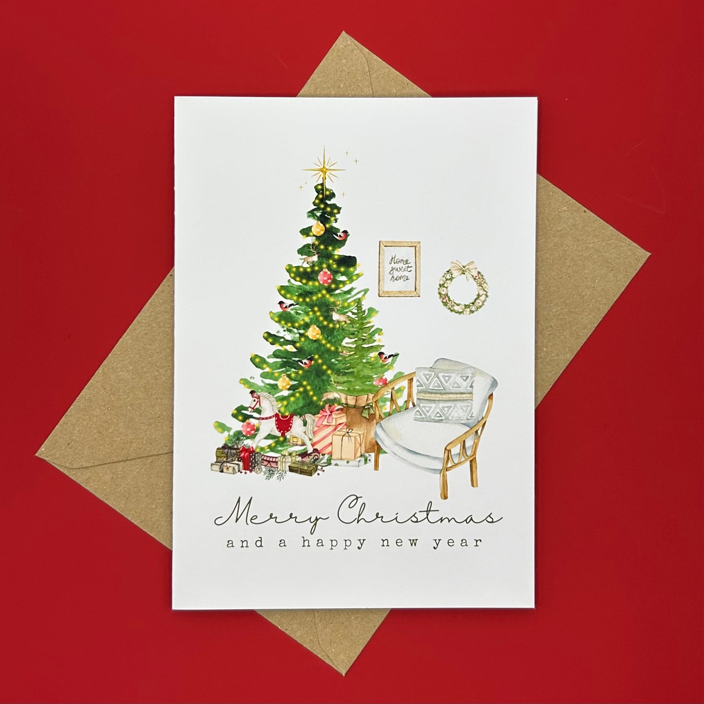 Sitting by the Tree Christmas Card