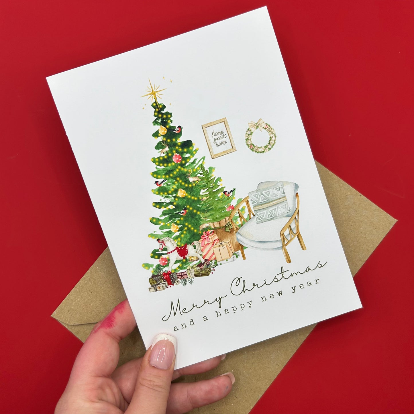 Sitting by the Tree Christmas Card