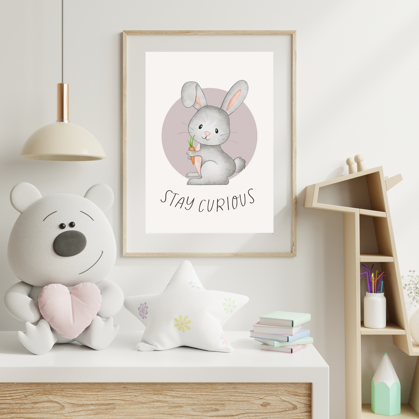 'Stay Curious' Rabbit Print