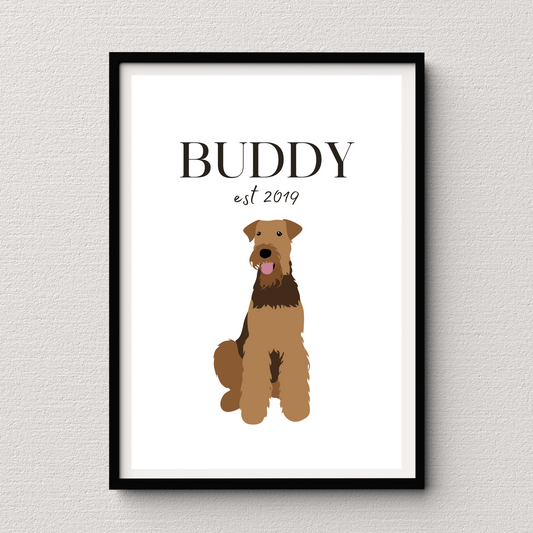 Personalised Airedale Terrier Pet Print