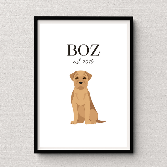 Personalised Border Terrier Pet Print