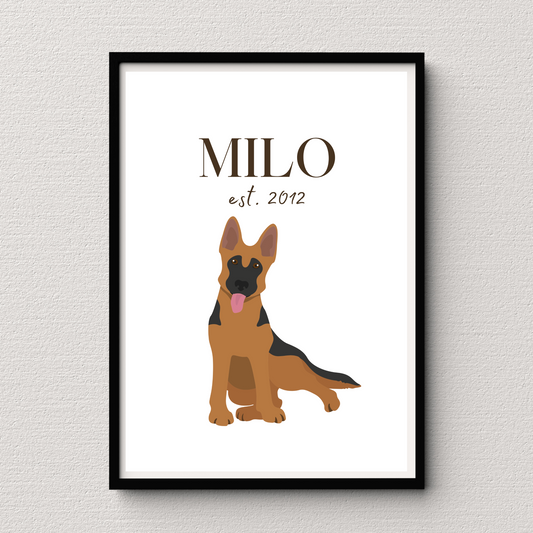 Personalised German Shepherd Pet Print