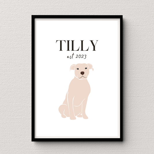 Personalised Pitbull Pet Print