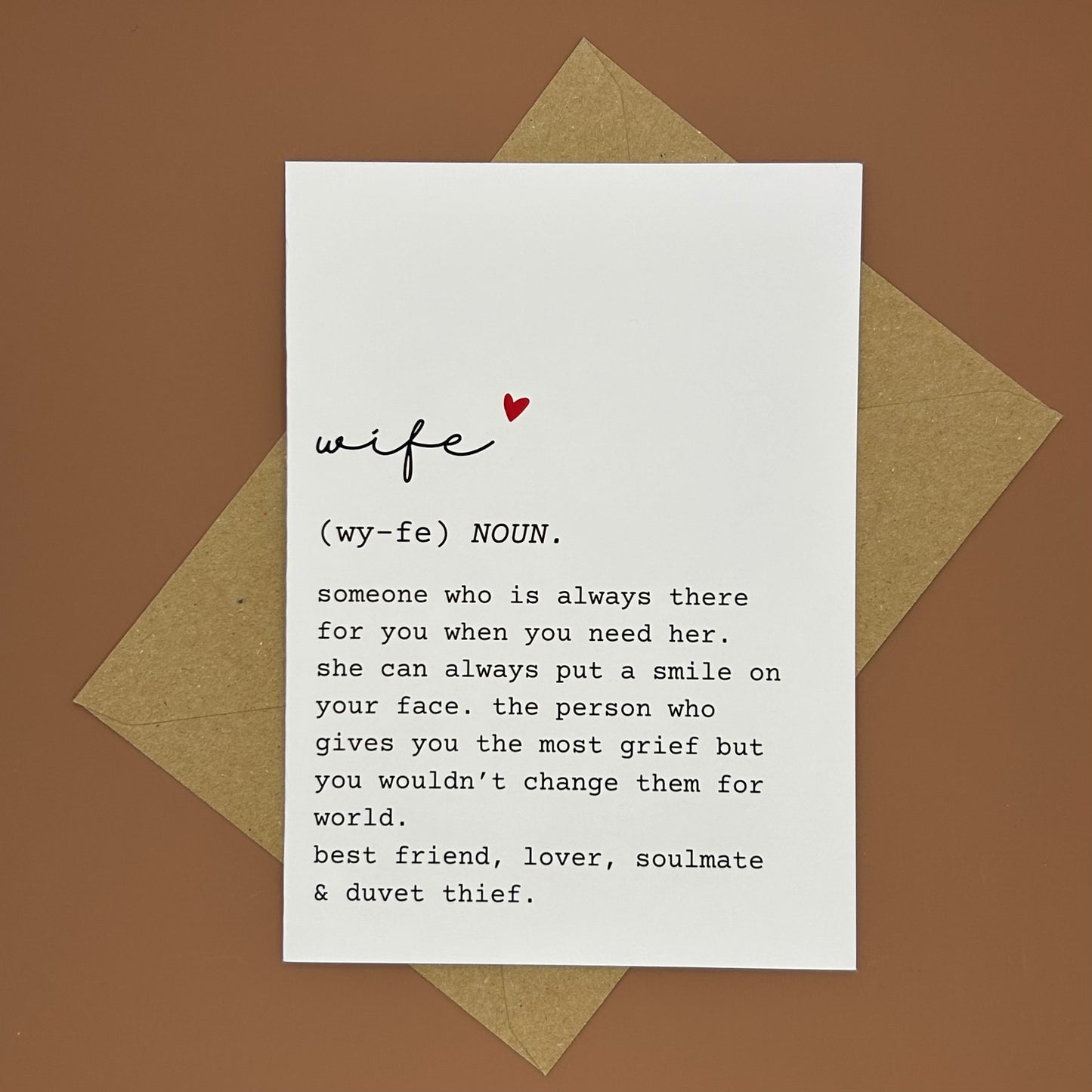 Wife Definition Greeting Card