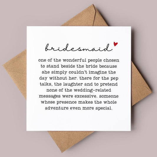 Bridesmaid Wedding Card