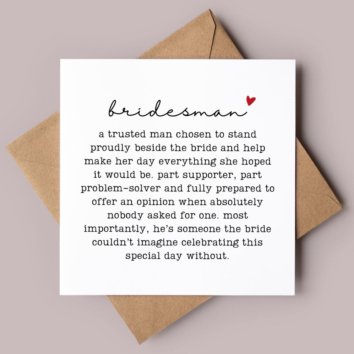 Bridesman Wedding Card