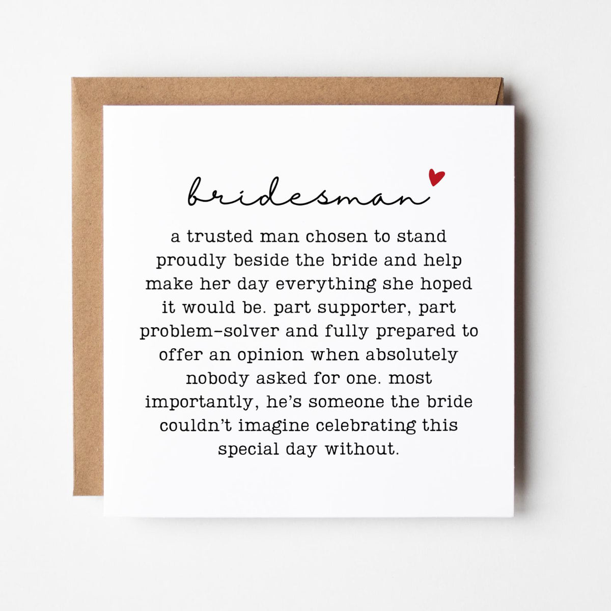 Bridesman Wedding Card