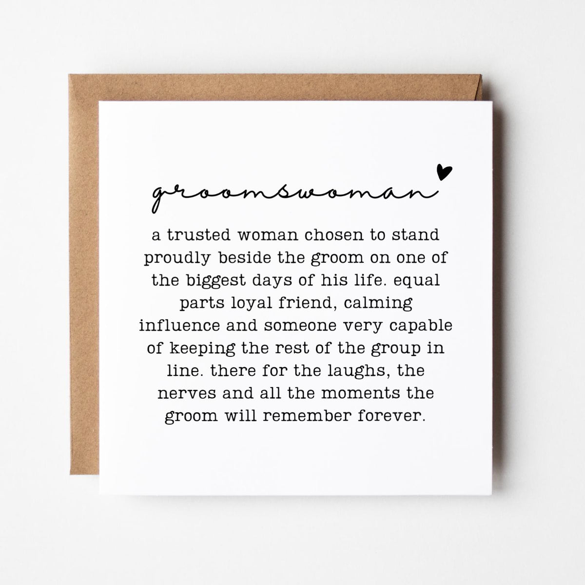 Groomswoman Wedding Card