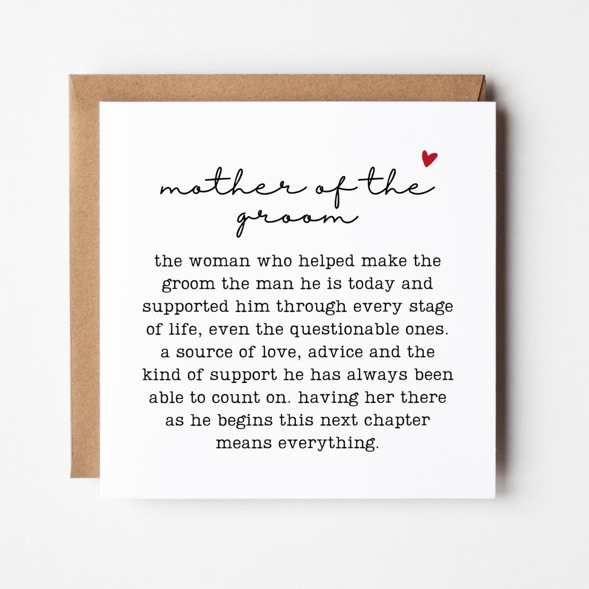 Mother of the Groom Wedding Card