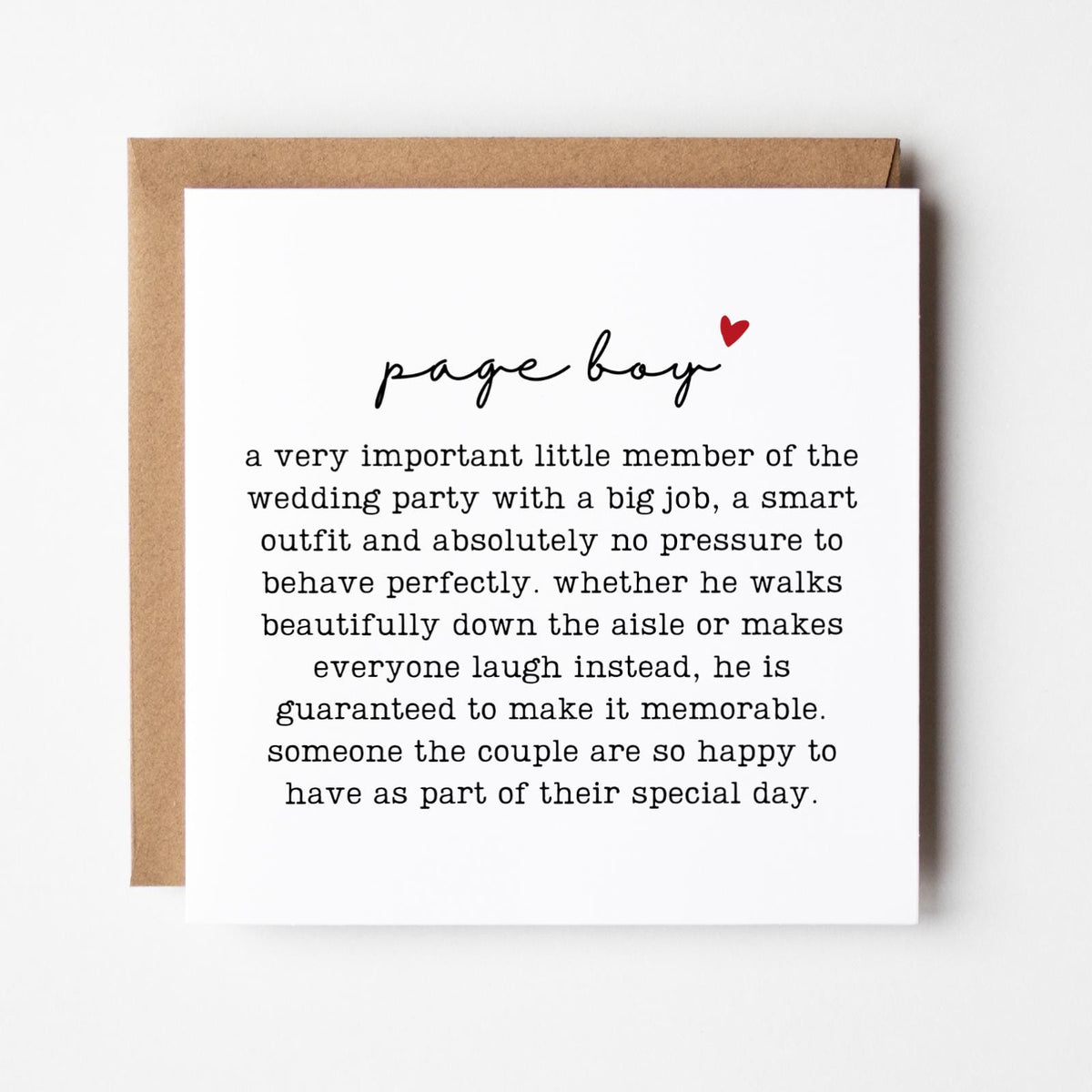 Page Boy Wedding Card