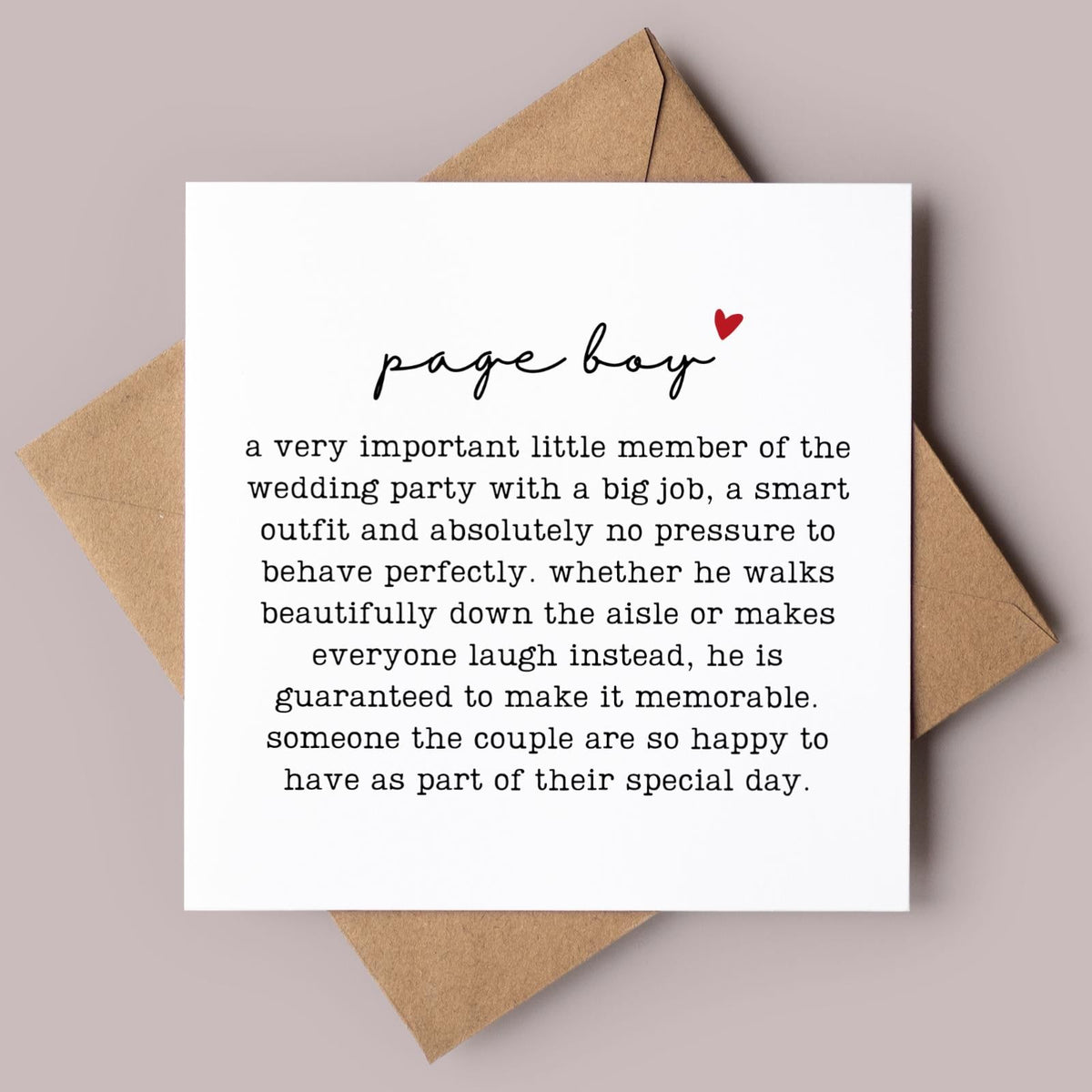 Page Boy Wedding Card
