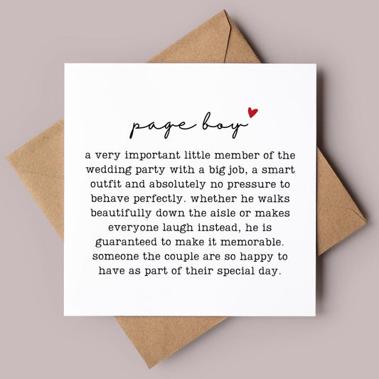 Page Boy Wedding Card
