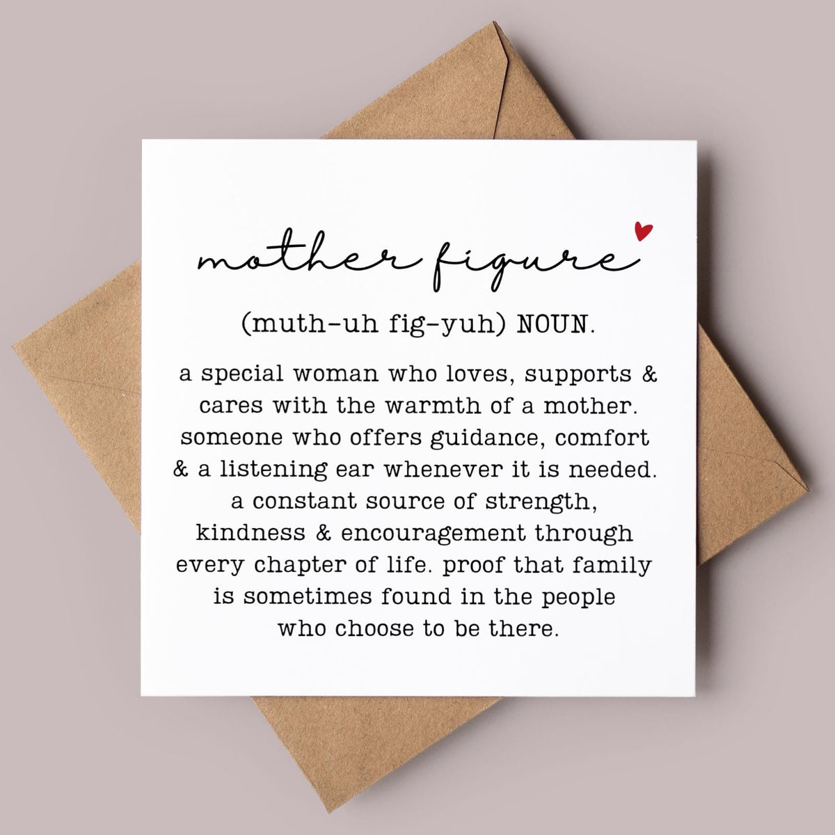 Mother Figure, Definition Greeting Card, Birthday Gift for Mother, Family Relation Present, Thoughtful, Special, Minimal, Free Delivery