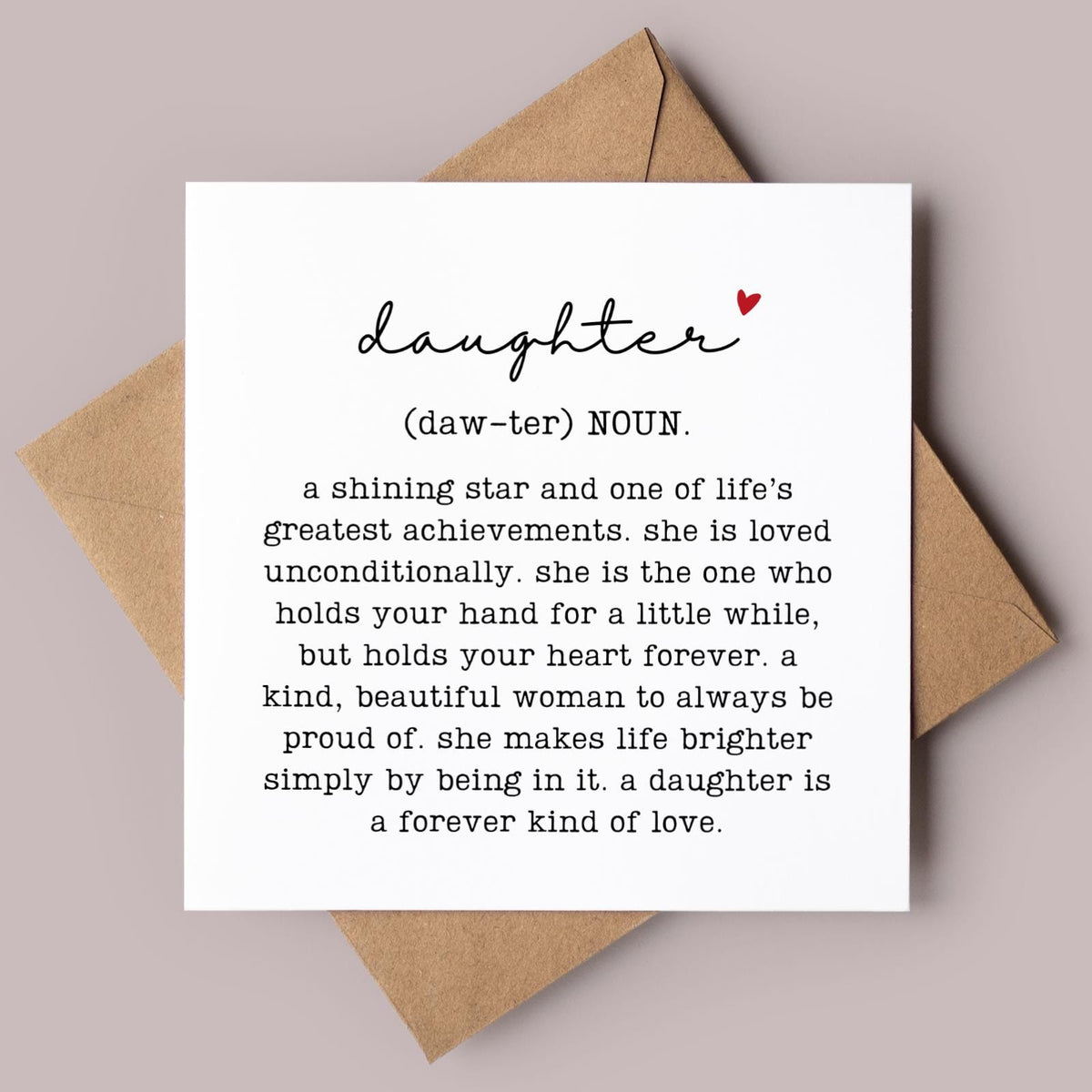 Daughter Definition Greeting Card, Birthday Gift for Daughter, Present from Mum and Dad, Thoughtful, Special, Minimal, Free Delivery