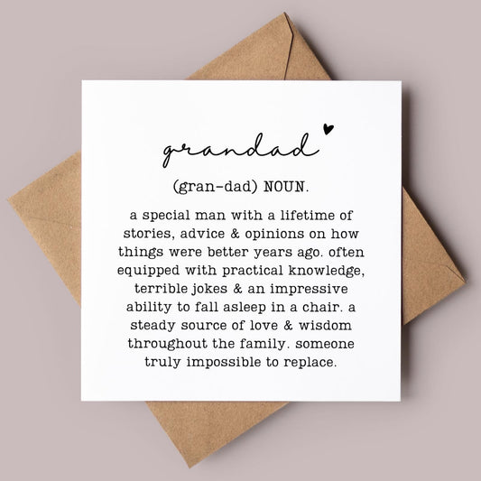 Grandad Definition Greeting Card, Birthday Gift for Grandpa, Grandad Family Relation Present, Thoughtful, Special, Minimal, Free Delivery