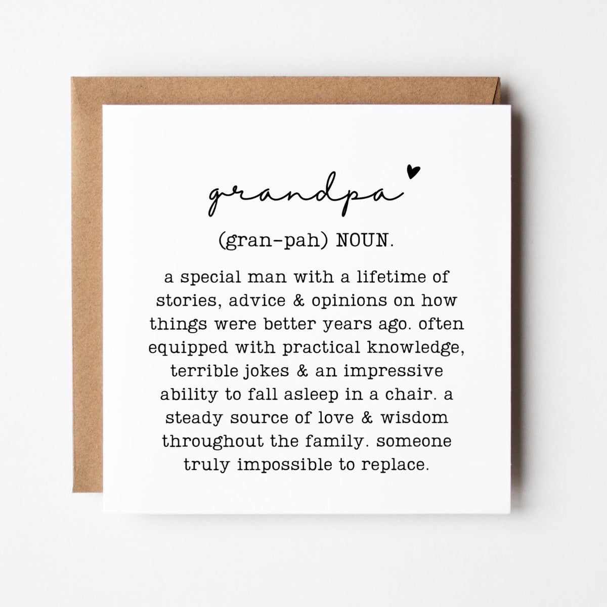 Grandpa Definition Greeting Card, Birthday Gift for Grandad, Family Relation Present, Thoughtful, Special, Minimal, Free Delivery