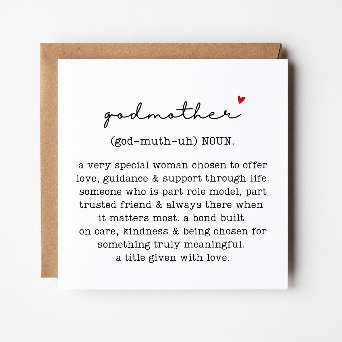 Godmother Definition Greeting Card, Birthday Gift for God Parent, Family Relation Present, Thoughtful, Special, Minimal, Free Delivery