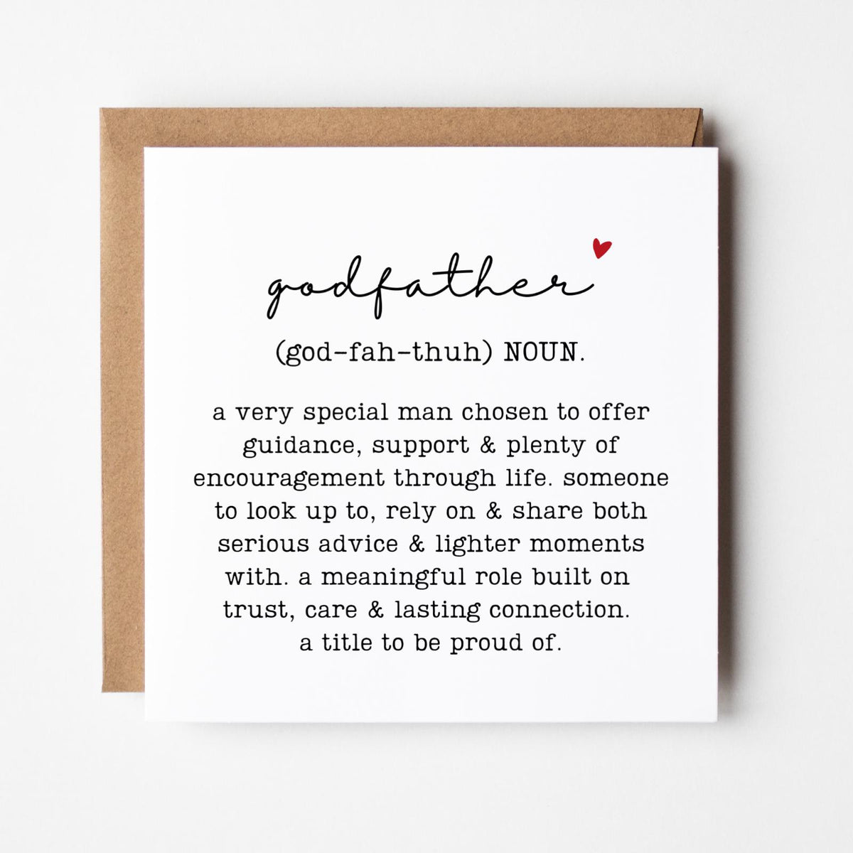 Godfather Definition Greeting Card, Birthday Gift for Godfather, Family Relation Present, Thoughtful, Special, Minimal, Free Delivery