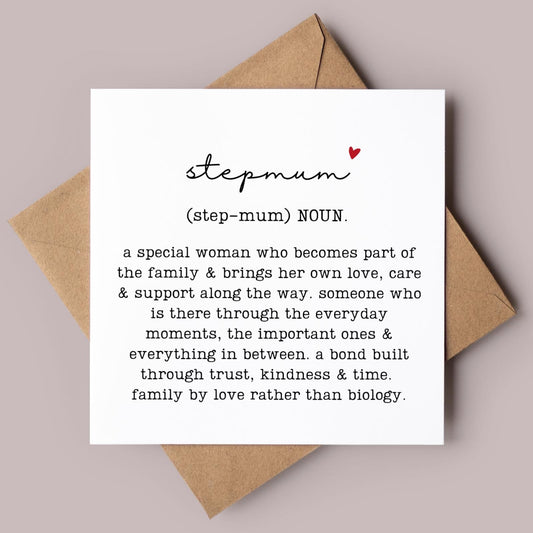 Stepmum Definition Greeting Card, Birthday Gift for Stepmom, Mother Family Relation Present, Thoughtful, Special, Minimal, Free Delivery