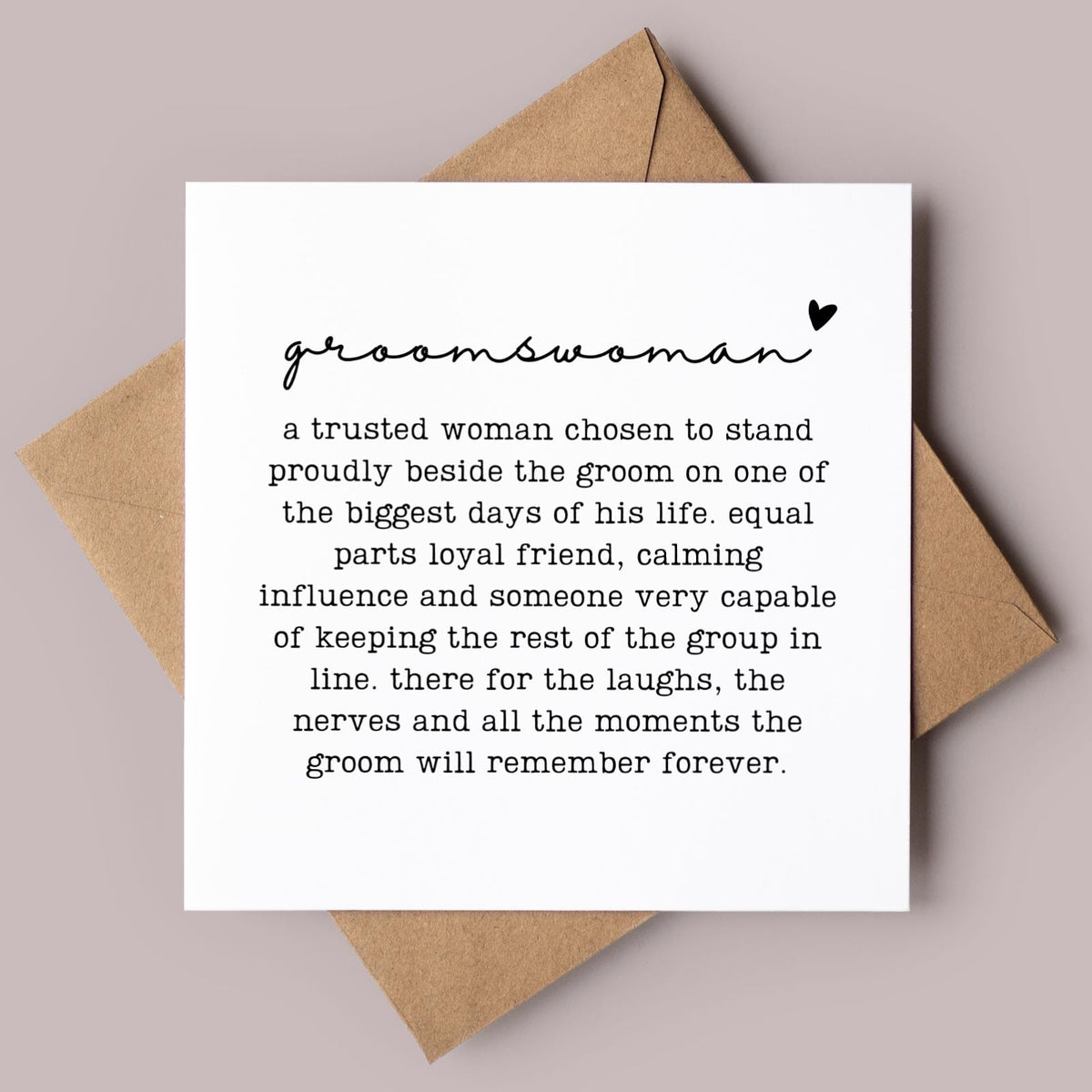 Groomswoman Wedding Card