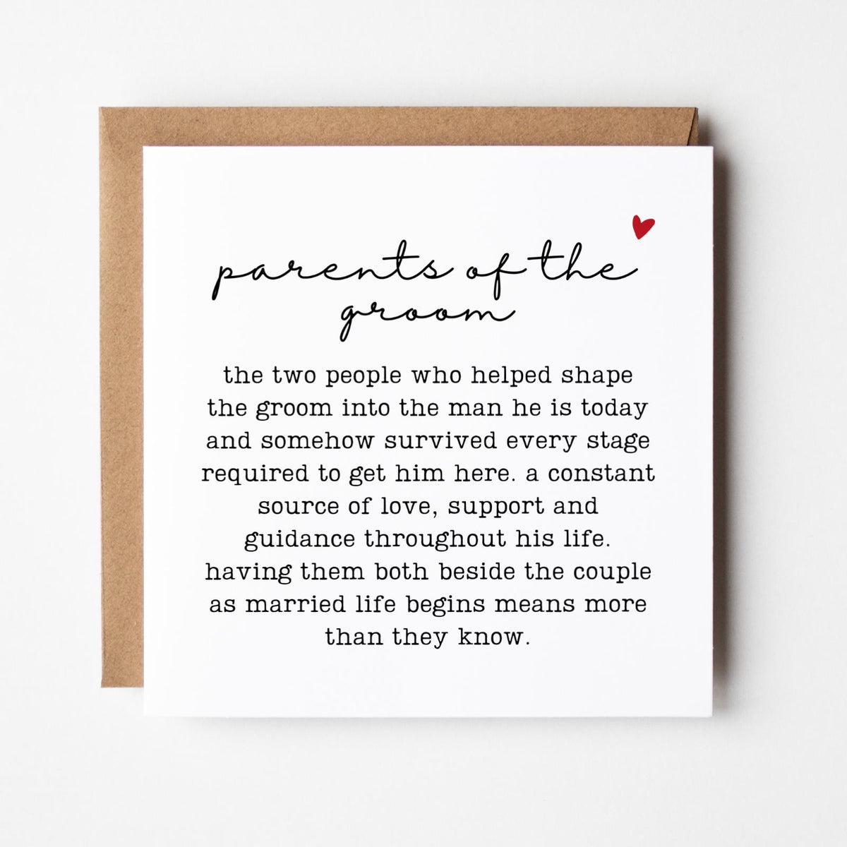 Parents of the Groom Wedding Card