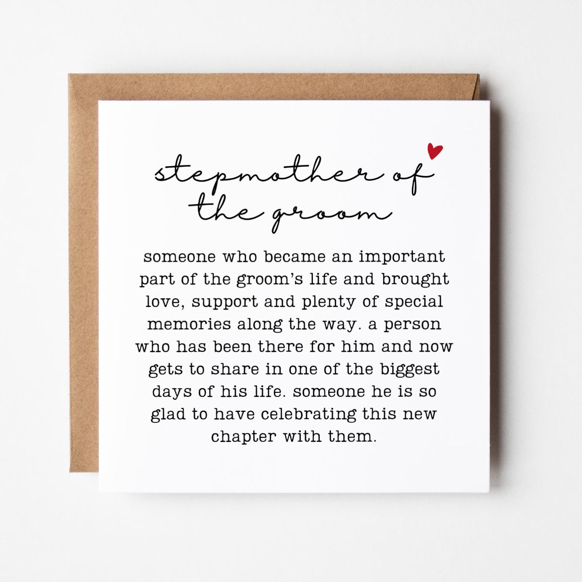 Stepmother of the Groom Wedding Card