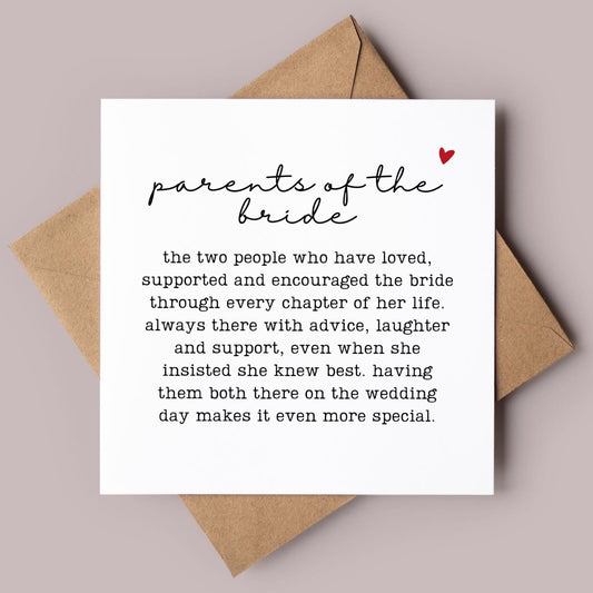 Parents of the Bride Wedding Card