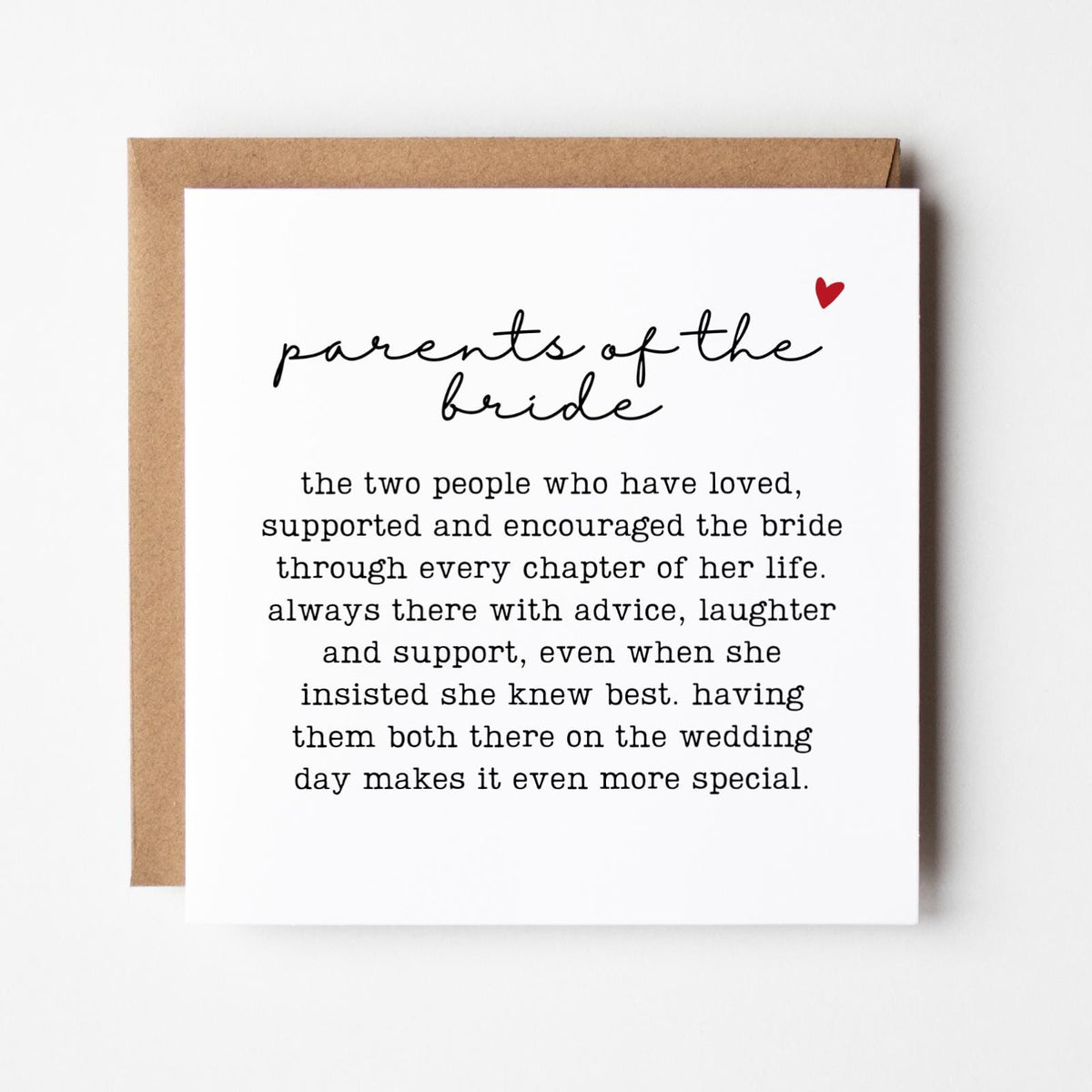 Parents of the Bride Wedding Card