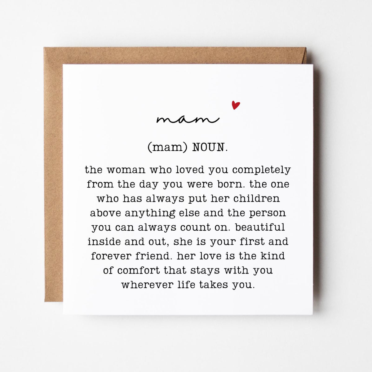 Mam Definition Greeting Card, Birthday Gift for Mam or Mum, Family Relation Present, Thoughtful, Special, Minimal, Free Delivery