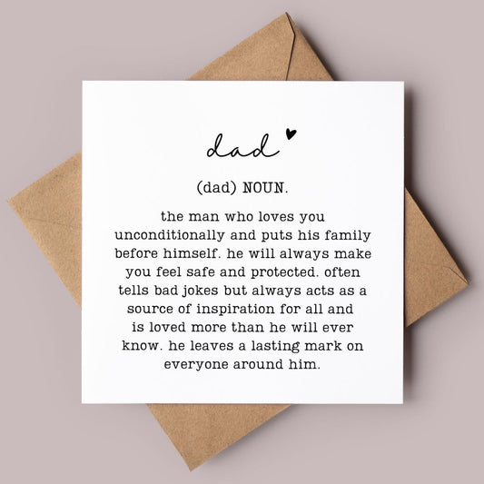 Dad Definition Greeting Card, Birthday Gift for Daddy, Father Family Relation Present, Thoughtful, Special, Minimal, Free Delivery