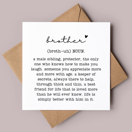 Brother Definition Greeting Card, Birthday Gift for Brother, Family Relation Present, Thoughtful, Special, Minimal, Free Delivery