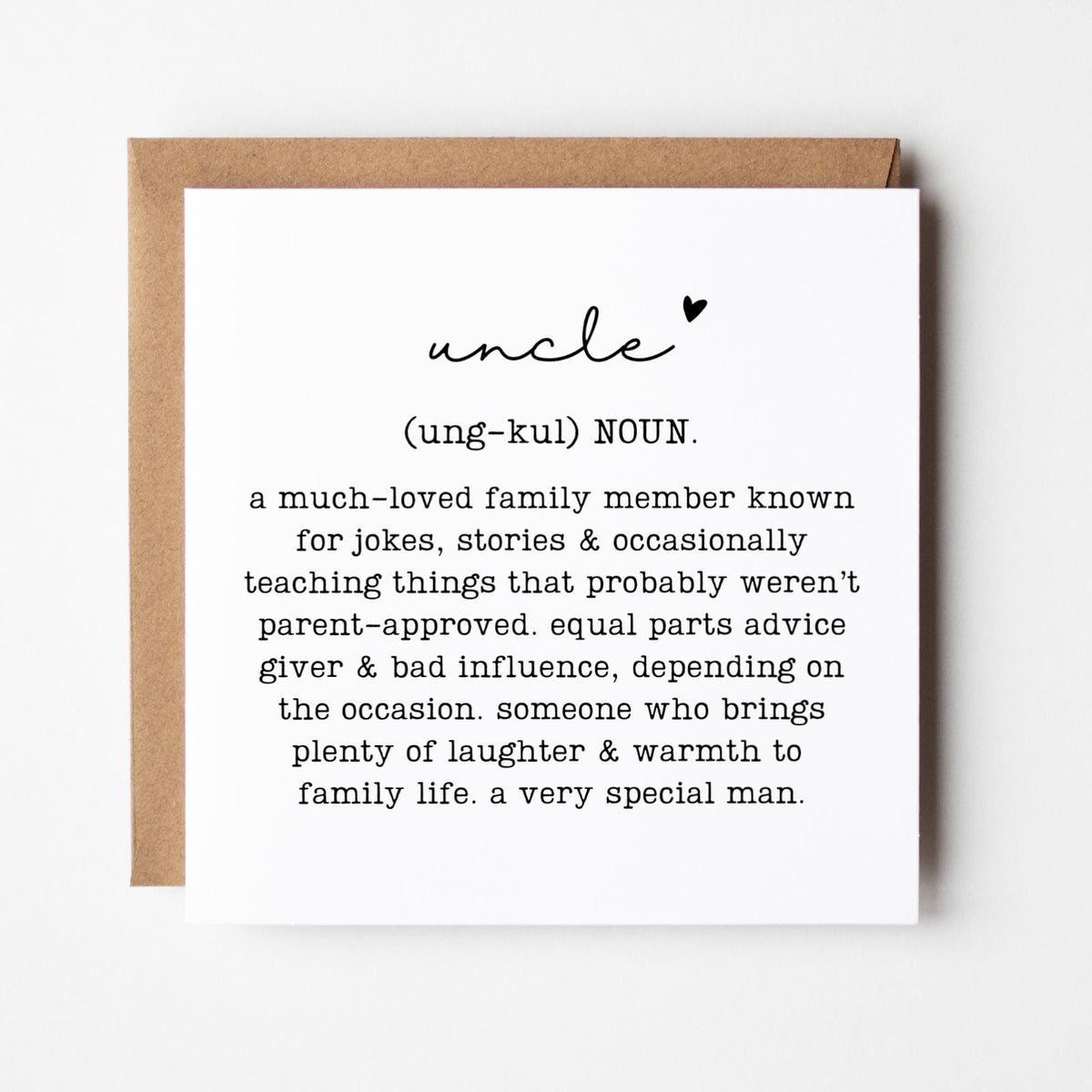 Uncle Definition Greeting Card, Birthday Gift for Uncle, Family Relation Present, Thoughtful, Special, Minimal, Free Delivery