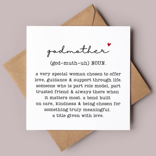 Godmother Definition Greeting Card, Birthday Gift for God Parent, Family Relation Present, Thoughtful, Special, Minimal, Free Delivery